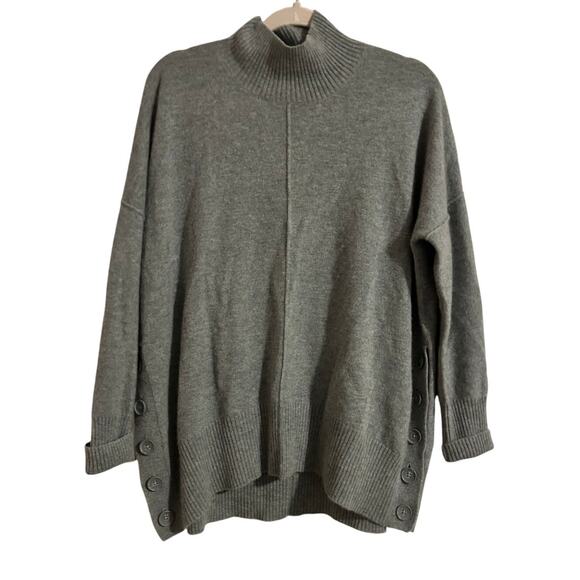 Cynthia Rowley Cashmere Button Side Sweater | Green | Size L - Picture 1 of 14